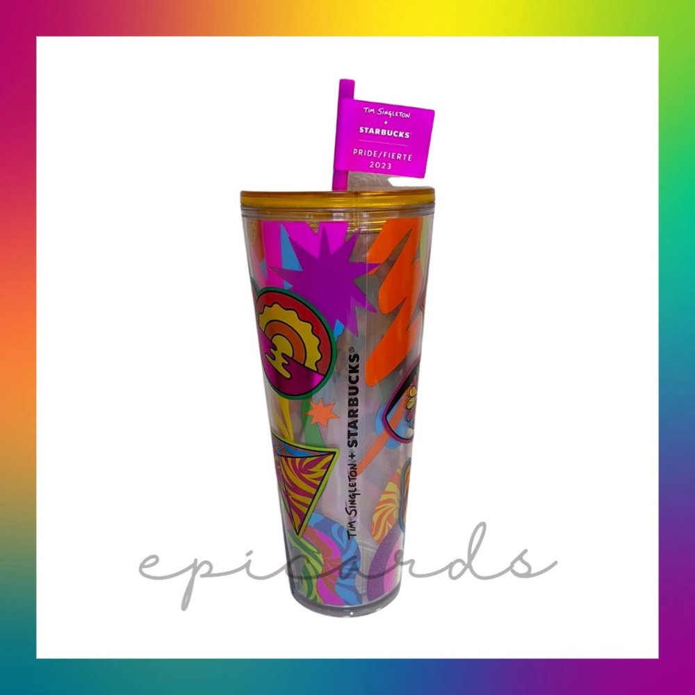 Starbucks X Tim Singleton Pride 2023 Limited Edition Glitter Cold Cup Venti 24oz